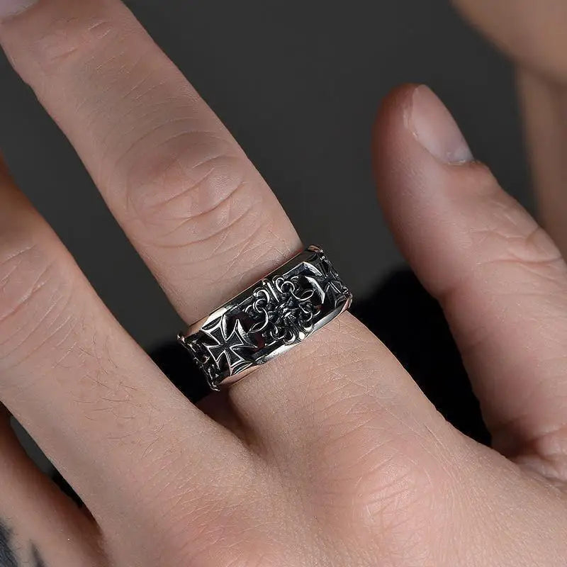 New retro cross hip-hop punk style niche opening ring for men - Live Store 4U