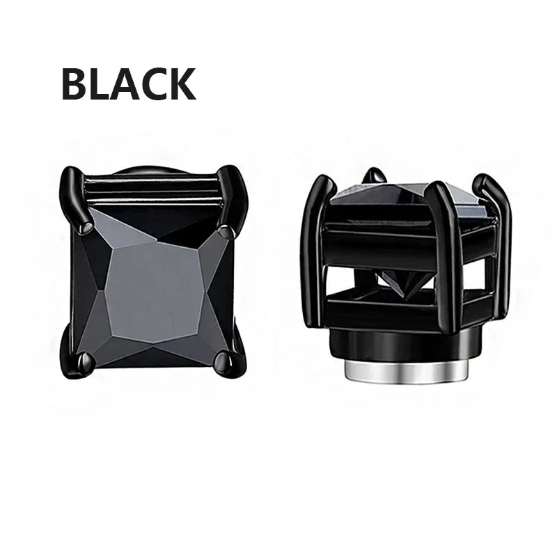 1/3Pairs 6MM Crystal Magnetic No-Pierce Stainless Steel Stud Earrings for Men Punk Zircon Magnet Earrings Non Piercing Jewelry - Live Store 4U