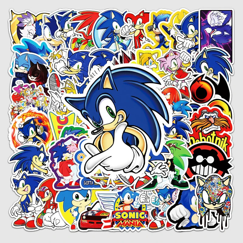 50-100Pcs/Set Cartoon Sonic Stickers Hedgehog Anime Toys Cartoon Graffiti Sticker for Water Bottle Laptop Luggage