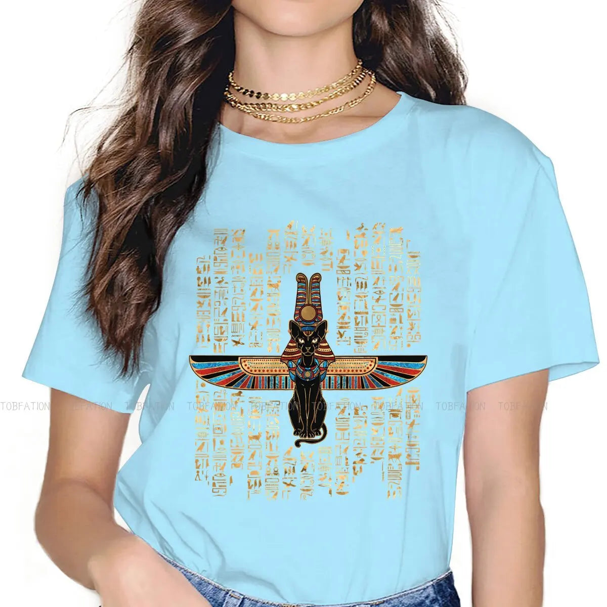 Classic Women Shirts Ancient Egypt Egyptian Korean StyleT-shirt Kawaii 100% Cotton Female Blusas