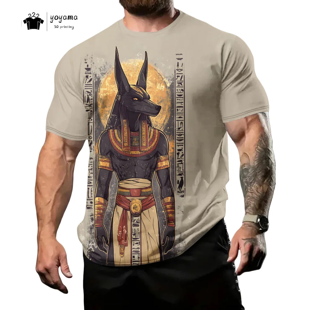 Men's T-Shirt with Egyptian Pharaoh Graphic T-Shirts Breathable Men Top Trendy Oversized Men's Clothing New Fashion Y2k Clothes