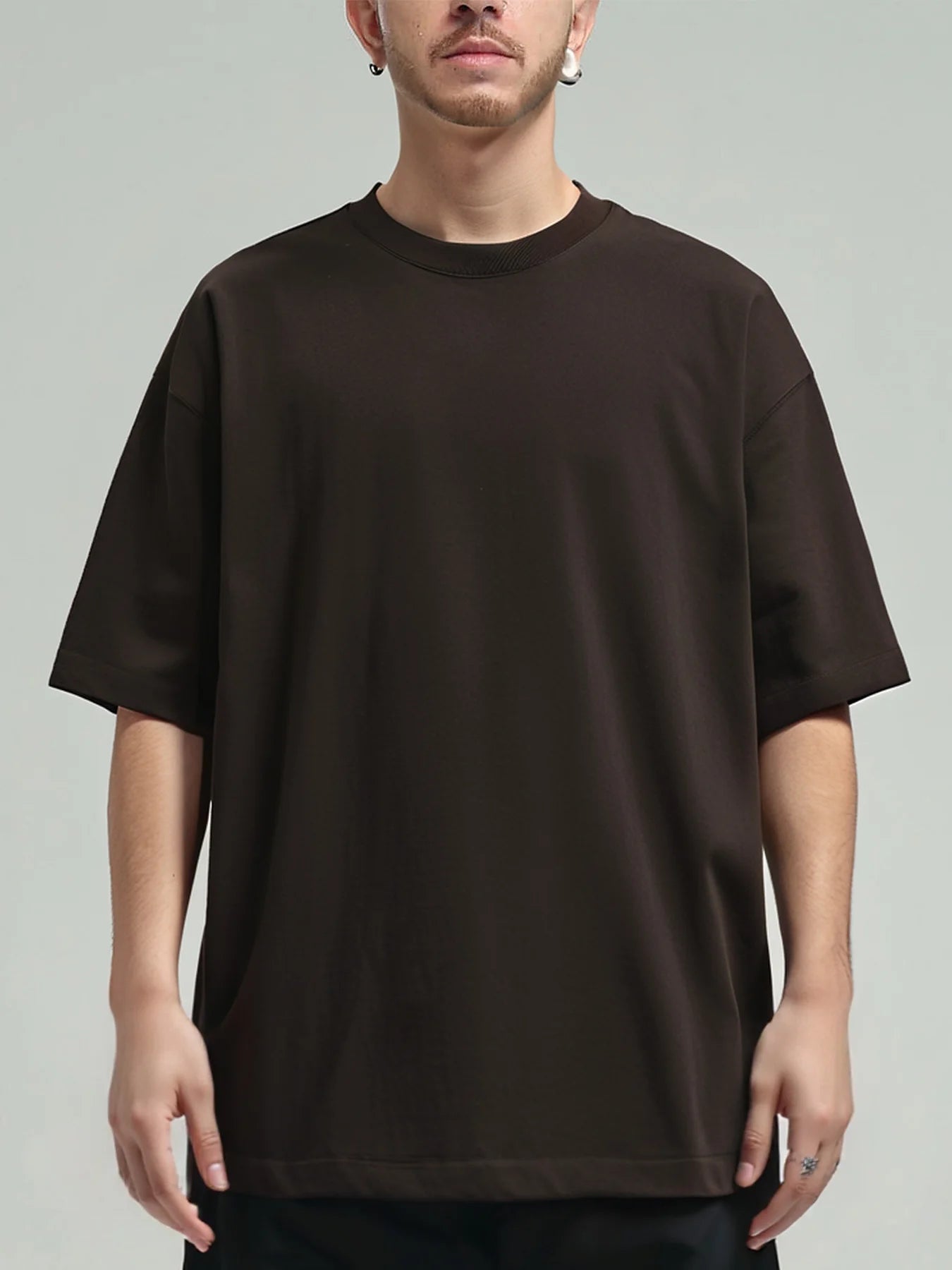 11.29oz 320Grams Heavy Cotton Weight Oversized Loose Men T-shirt Solid Color Drop Shoulder Short Sleeve High Quality - Live Store 4U