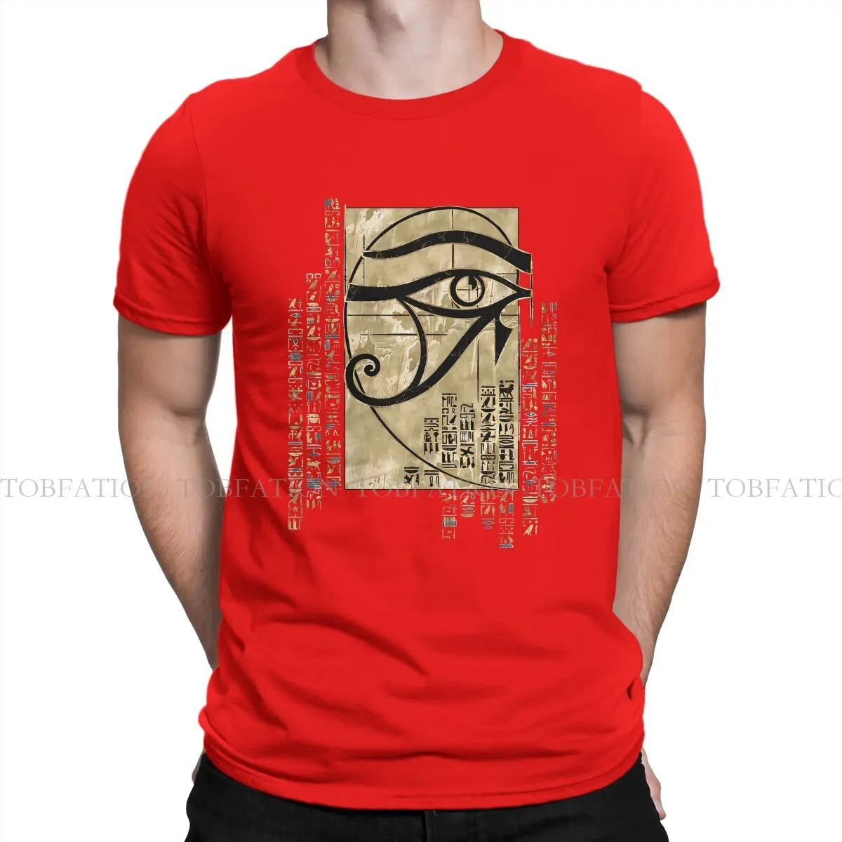 Egyptian Original TShirts Egyptian Eye of Horus Sacred Geometry Ornament Print Men's T Shirt Hipster Tops 6XL