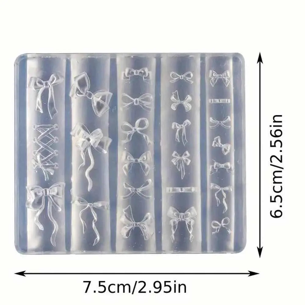 1 set Cute Ballet Bows Nail Art Molds Tools for Charms Exquisite Template Decorations Supplies for Carving Tool DIY Accessories