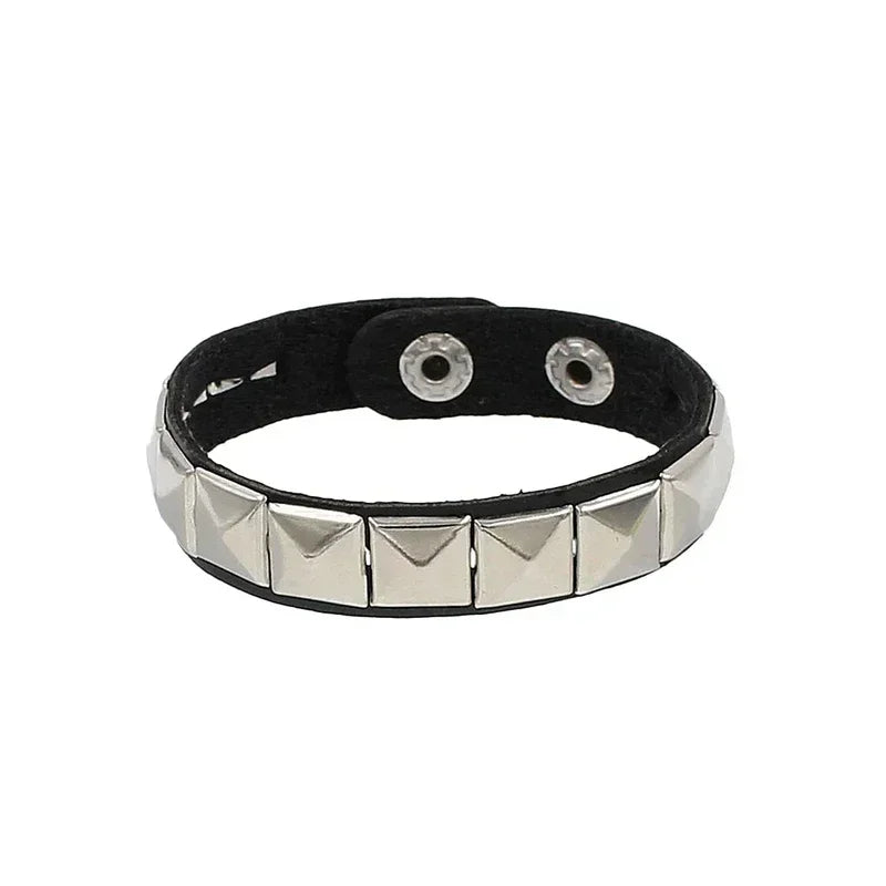 Punk Hip Hop Rock PU Leather Bracelet Unisex Trendy Chain Skull Pentagram Rivet Bracelet Party Jewelry Accessories - Live Store 4U