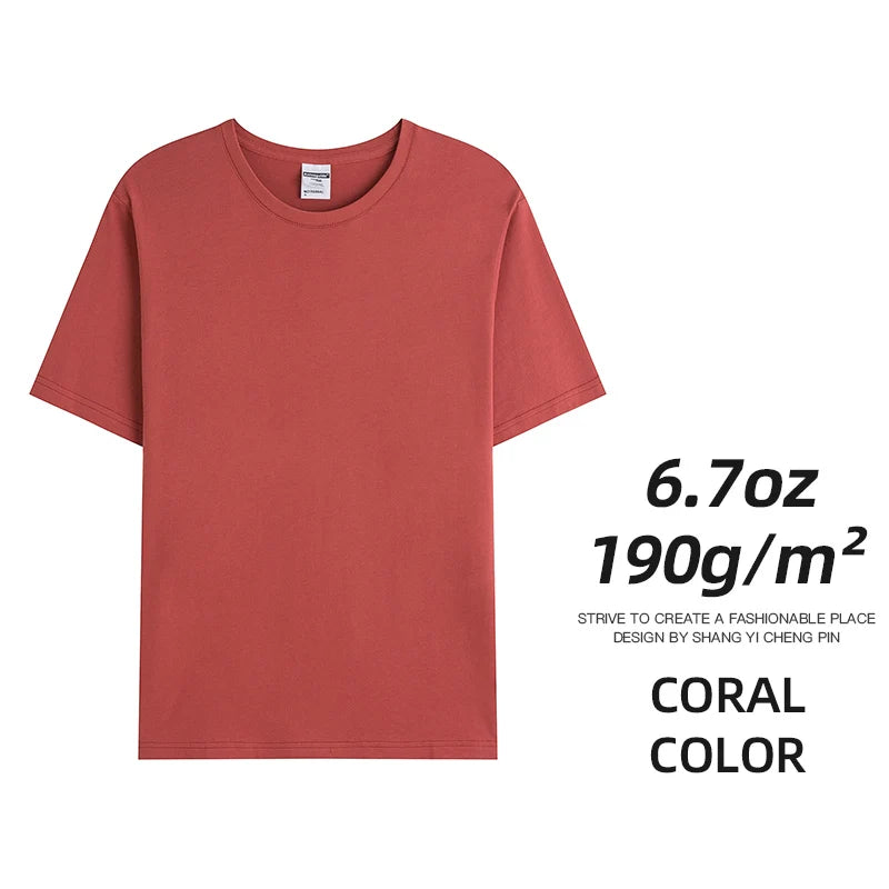 6.7oz 190gsm Combed Cotton Tees Tshirts Mens Solid Tops Woman Male Custom Team Uniform Class Clothes Summer Brand Customization - Live Store 4U