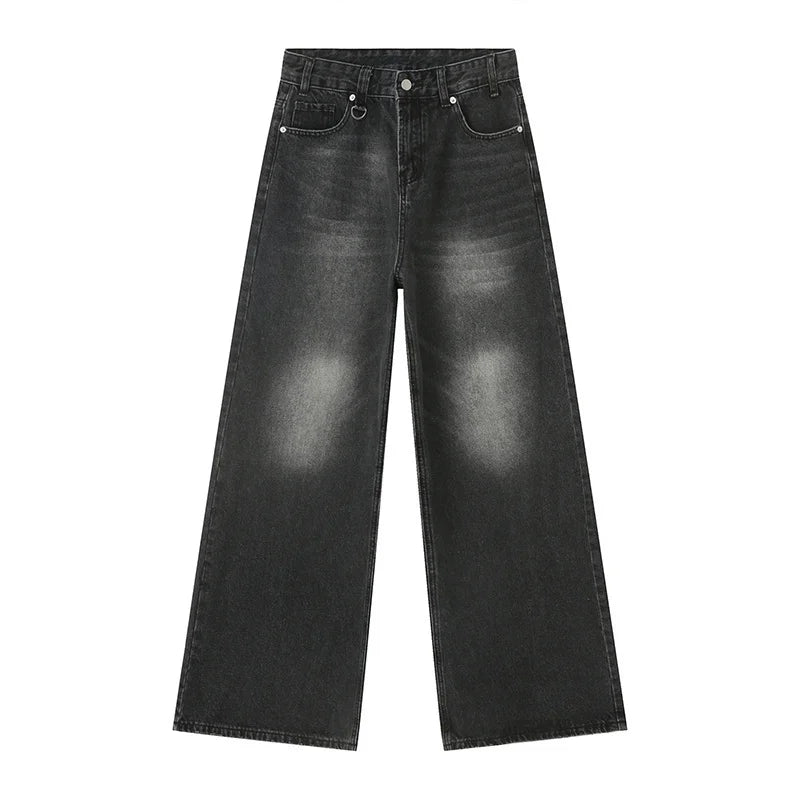 IEFB 2024 Autumn Men Denim Pants Straight Droop Vintage Loose Bottom Straight Wide Leg Casual Male Trousers Korean Style 9C1519 - Live Store 4U