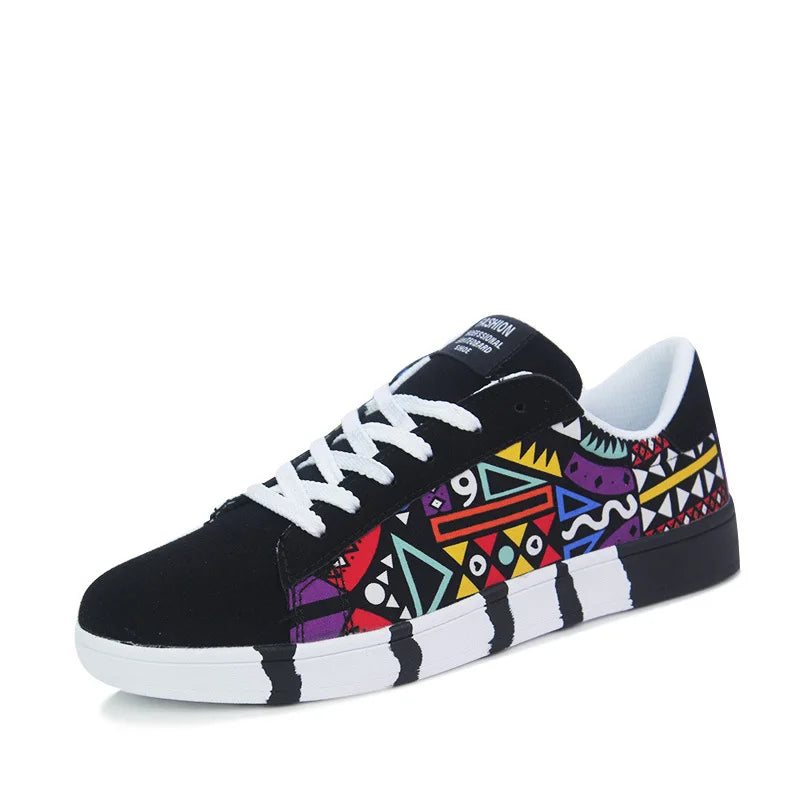 Summer Trendy Men's New Board Shoes Outdoor non slip walking Men Sporty Shoe Canvas Pattern Casual Sneakers male Zapatos