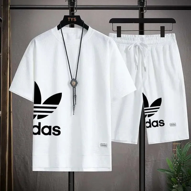 Summer 2025 New Men's pullover sportswear Set, fashionable basketball men's casual short-sleeved T-shirt + shorts two-piece set - Live Store 4U