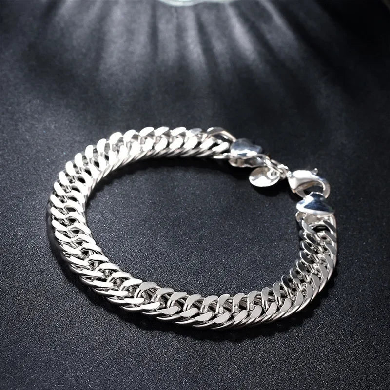 Fine 925 Sterling Silver Noble Nice Chain Solid Bracelet for Women Men Charms Party Gift Wedding Fashion Jewelry Hot Model - Live Store 4U