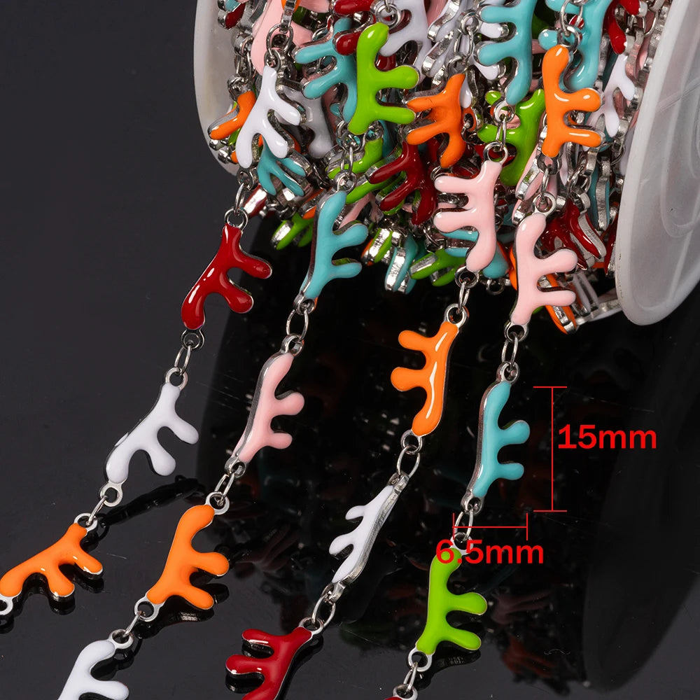 1Meter Stainless Steels Enamel Ocean Animal Charms Chains for DIY Necklaces Making Jewelry Findings Bracelets Anklet Component