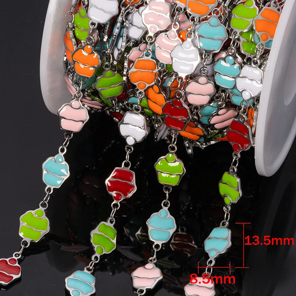 1Meter Stainless Steels Enamel Ocean Animal Charms Chains for DIY Necklaces Making Jewelry Findings Bracelets Anklet Component