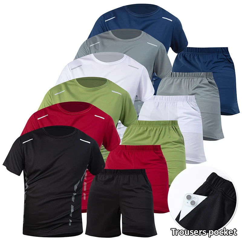 1/2/4Pcs Men's Summer Solid Color Mix And Match Short-sleeved Young Men's Loose Quick-drying Sports Running Shirt Middle-aged T- - Live Store 4U