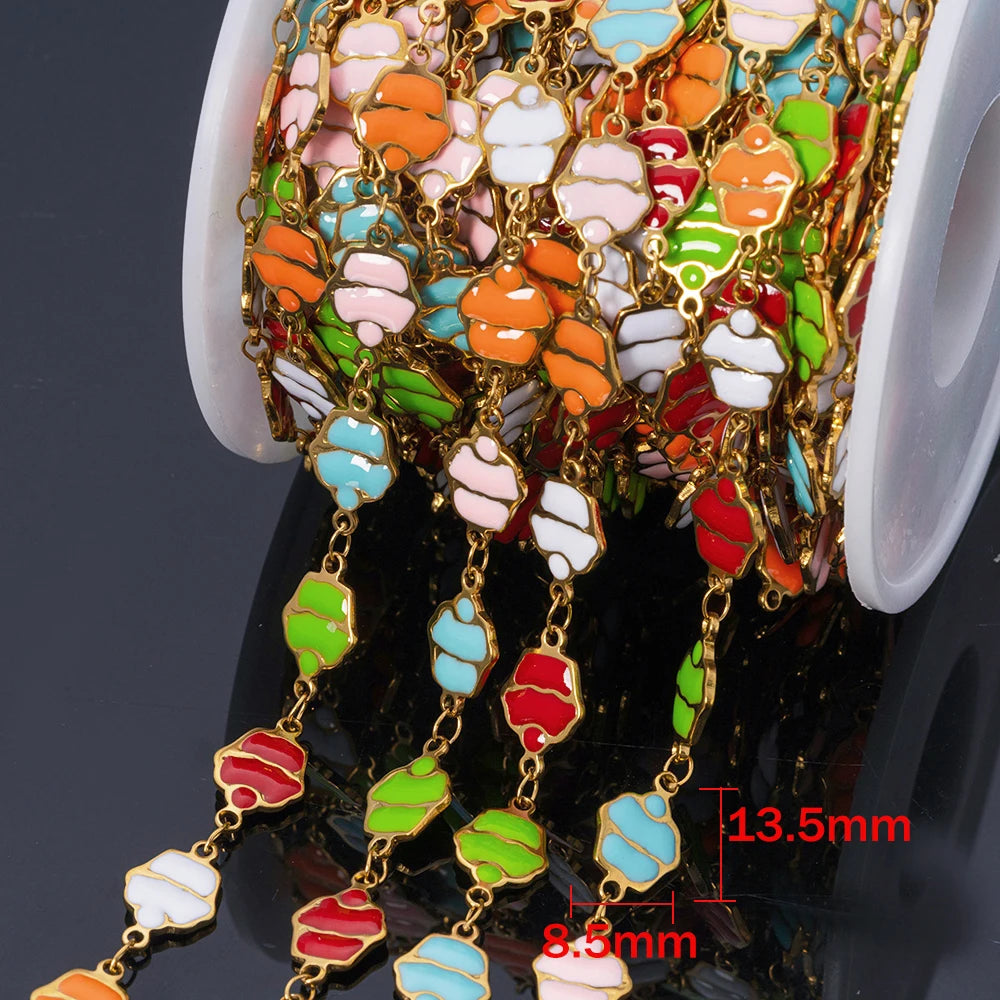 1Meter Stainless Steels Enamel Ocean Animal Charms Chains for DIY Necklaces Making Jewelry Findings Bracelets Anklet Component