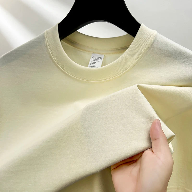 100% pure cotton summer high-end brand men's short sleeve round neck fashionable style half sleeved top breathable T-shirt - Live Store 4U