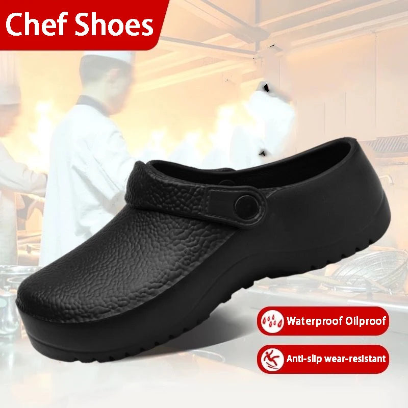 2025 Men's EVA Sandals Summer Large Black Kitchen Anti-Slip Work Shoes Waterproof Oil-Repellent Chef Shoes Kitchen Accessories