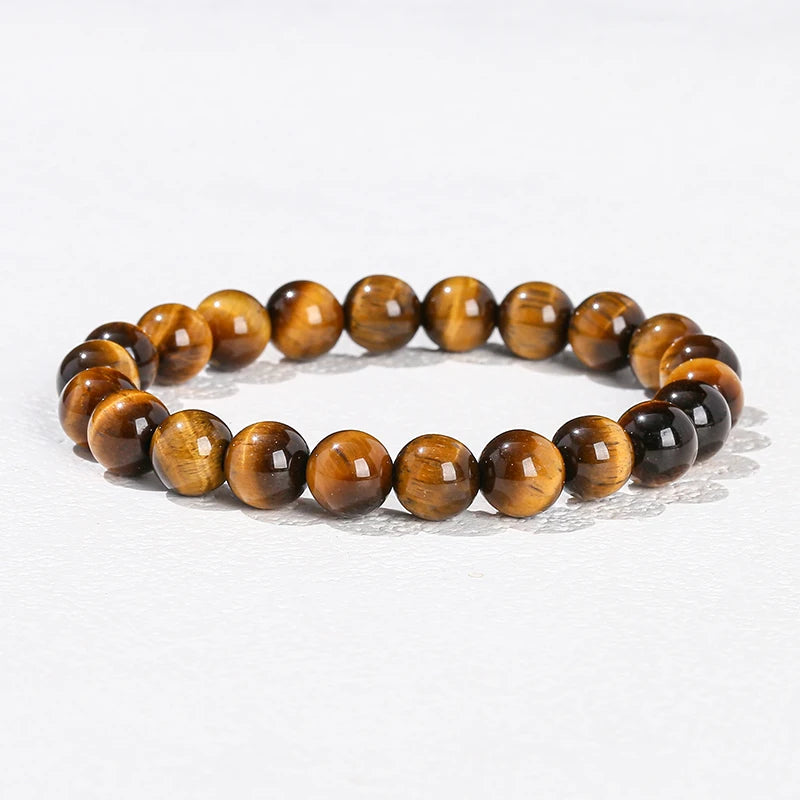 JD 6 8 10mm Natural Stone Beaded Bracelet Obsidian Fluorite Quartz Jasper Healing Beads Bangles Women Men Stretch Yoga Jewelry - Live Store 4U