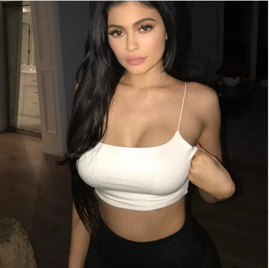 Hot Sale!Women Summer Camisole Crop Tops Sleeveless Slim Sling T-shirt Black White Bottoming Tanks Bra Underwear Vest Tops - Live Store 4U