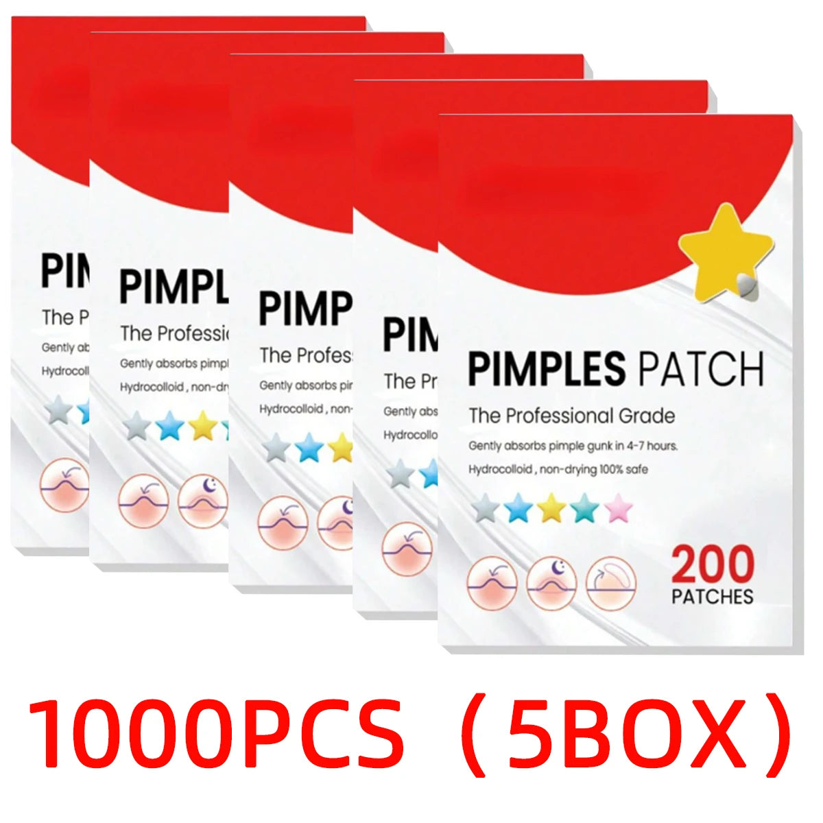 Acne Patch- Star shaped Acne Patch That Can Shrink Pimples Whiteheads With Just One Use Facial And Skin Night Spot (200pcs/ 1B0X