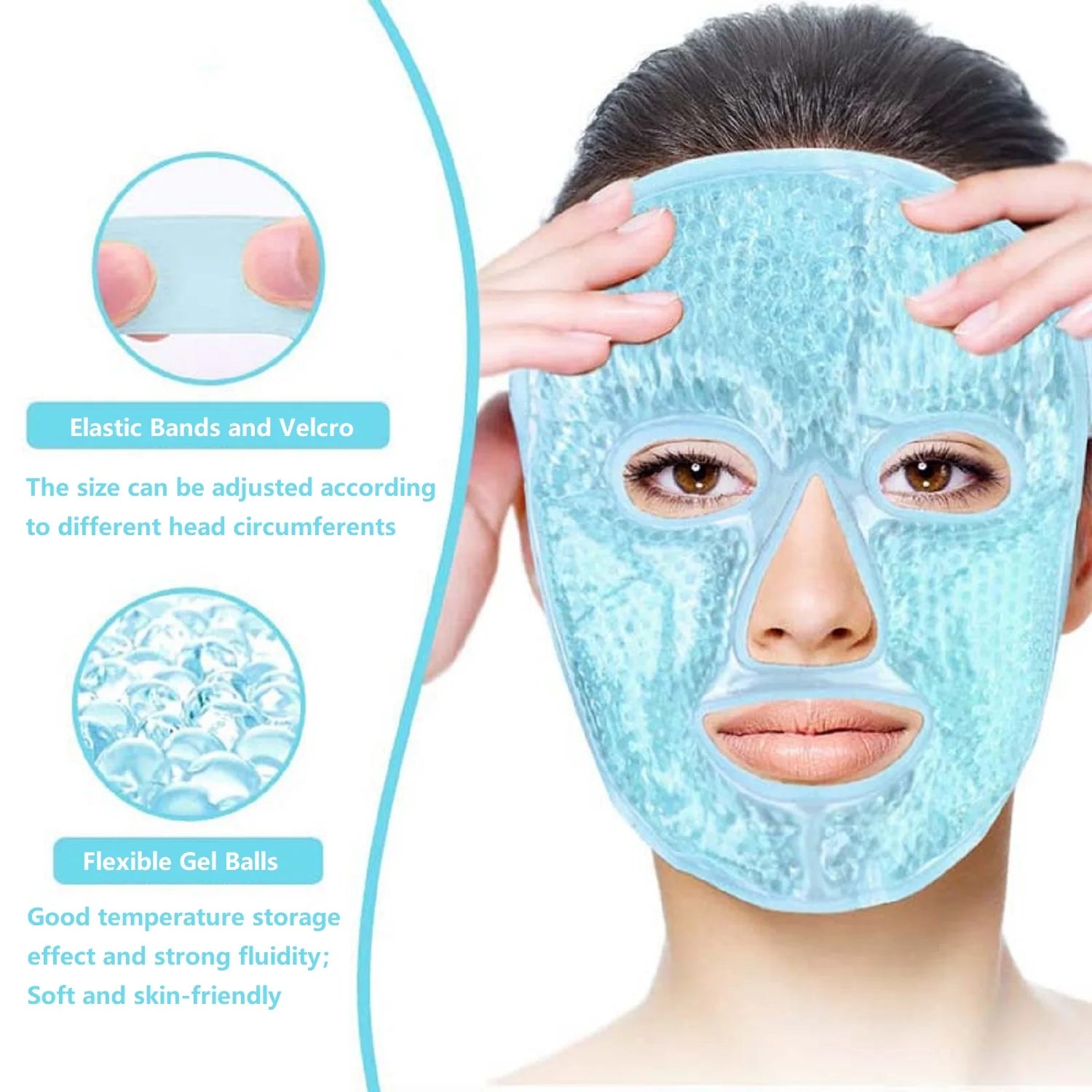 Full Face Massage Ice Mask Hot Cold Compress Gel Cooling Ice Face Eye Mask Facial Mask Face Eye Mask Ice Pack Sleeping Face SPA