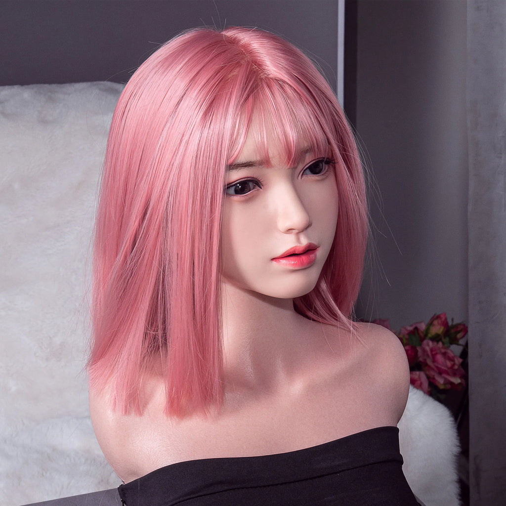 New silicone hairstyle, refreshing pink short hair, hair and eyebrow transplantation, handcrafted makeup