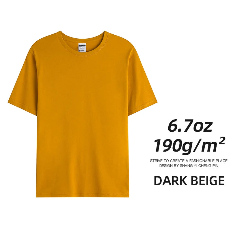 6.7oz 190gsm Combed Cotton Tees Tshirts Mens Solid Tops Woman Male Custom Team Uniform Class Clothes Summer Brand Customization - Live Store 4U