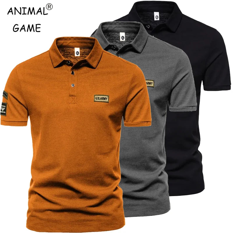 New Men Short Sleeve Tshirts Summer Breathable Embroidered Polo Shirt for Men Lightweight Solid Color Large Tops - Live Store 4U