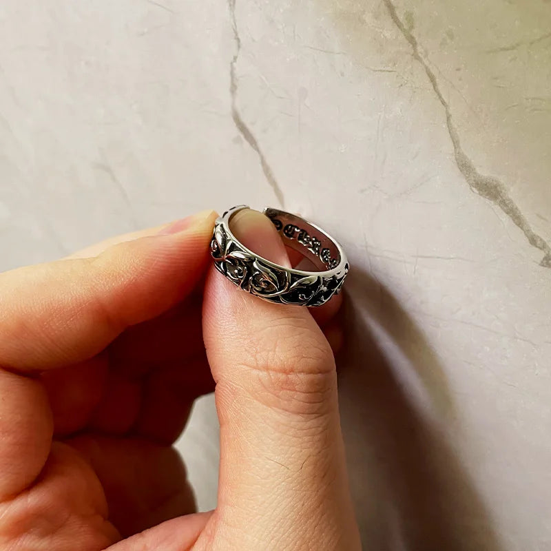 Retro Eternal Vine Ring Silver Color Punk Gothic Vintage Open Ring For Men Women Handmade Designer Jewelry Unisex Accessories - Live Store 4U