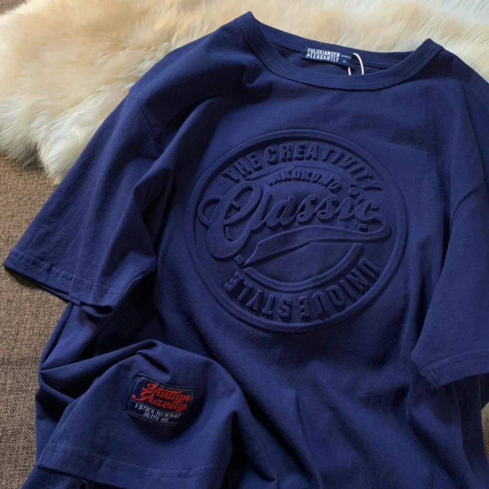 Vintage 3D Print Steel Seal Print Mens Short-sleeved T-Shirt Casual T Shirt Couples T-shirts Women Men's Loose Tees - Live Store 4U
