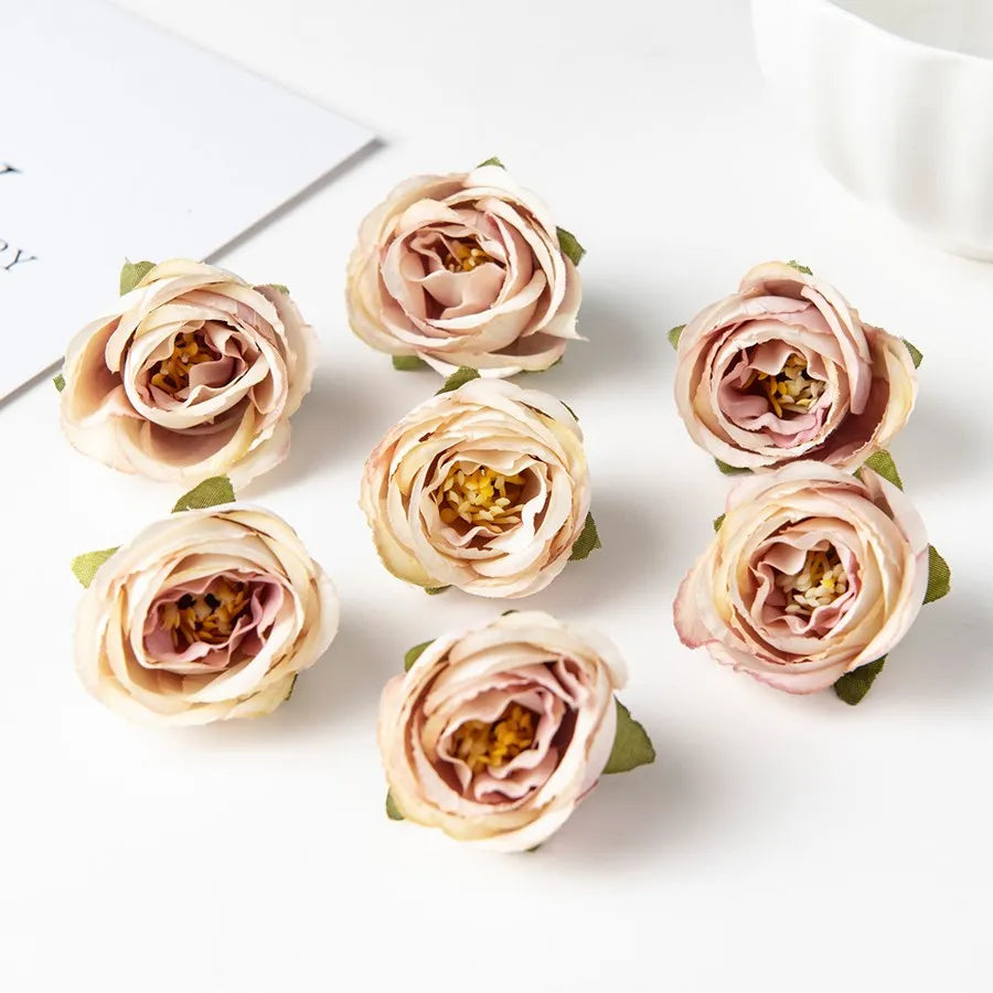 50/100Pcs Silk Tea Bud Roses Home Wedding Christmas Decoration Bridal Accessory Outdoor Garland Diy Scrapbook Artificial Flowers