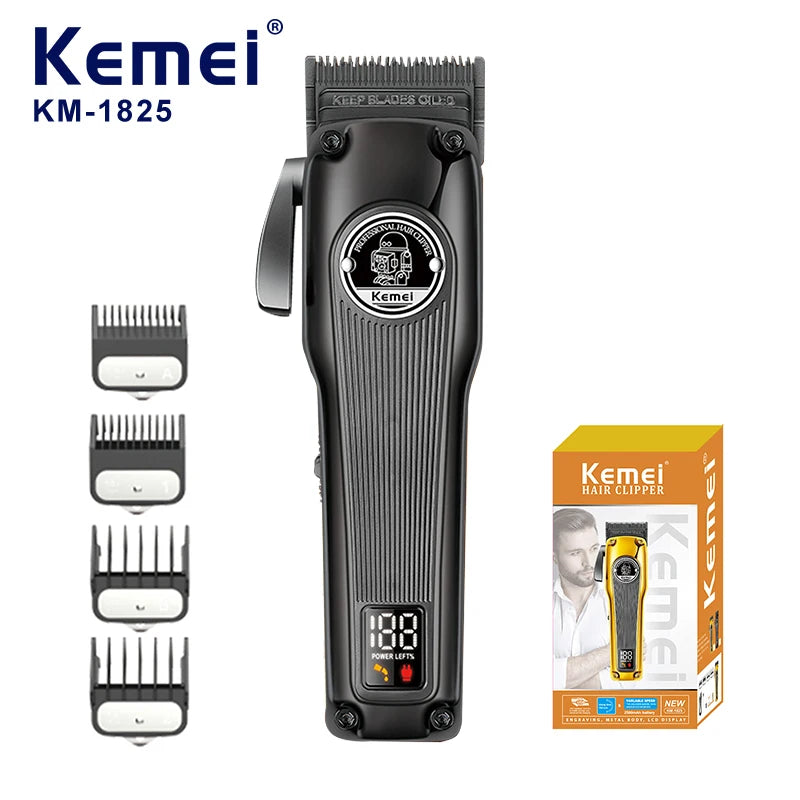 Kemei 1825 Electric Hair Clippers Man Professional Type-C Rechargeable Hair Cutting Machine Five-speed Adjustment Hair Trimmers