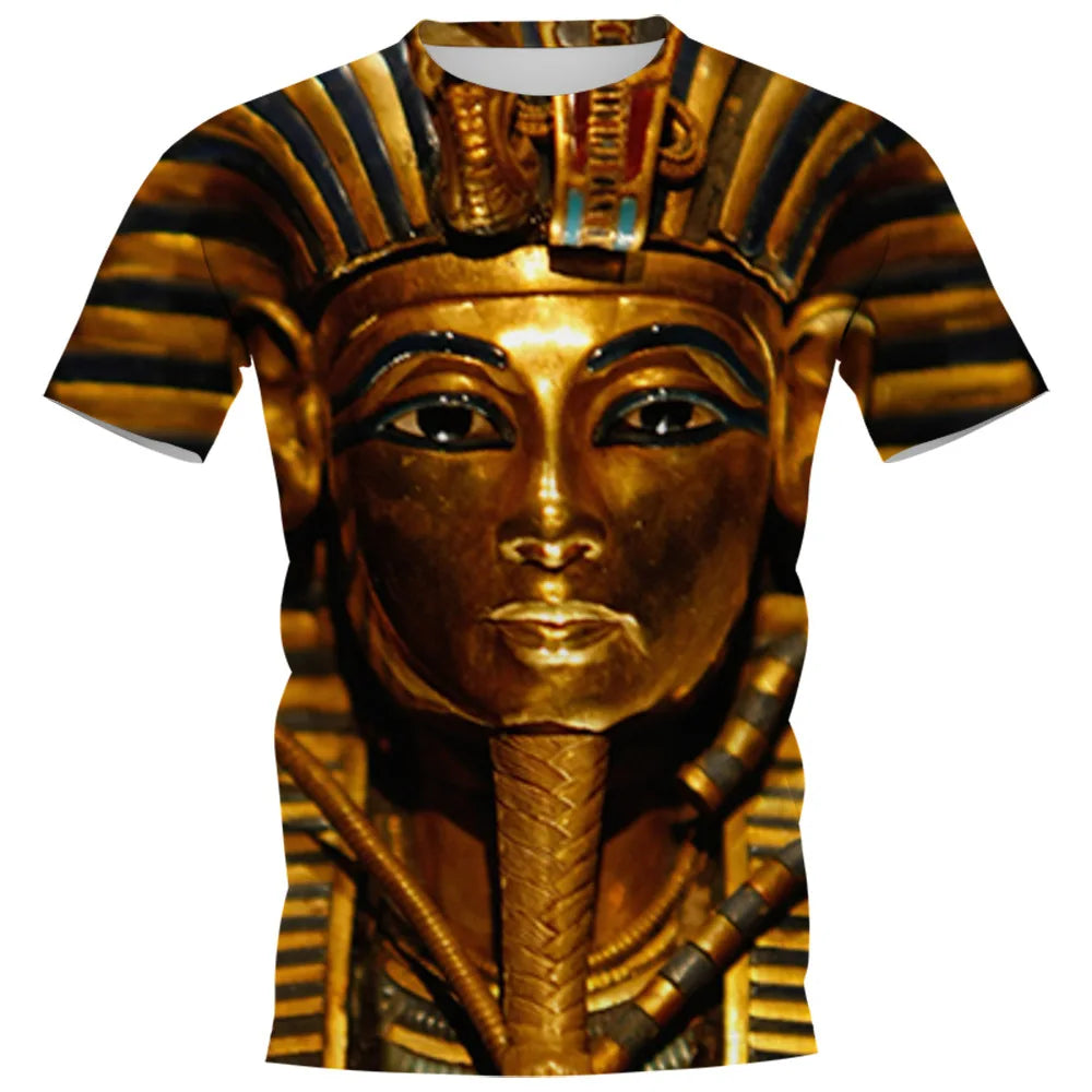 Ancient Egyptian Pharaoh 3D Print T-shirts Men Woman O-Neck Short Sleeve Tees Fashion Streetwear Harajuku T Shirt Kids Clothing