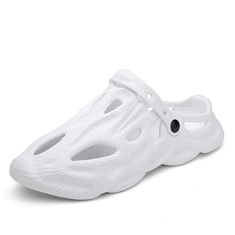 Shevalues Summer New Hollow Sandals For Men Outdoor Fashion Hole Clogs Slippers Men Non-slip Garden Shoes Soft Sole Beach Slides