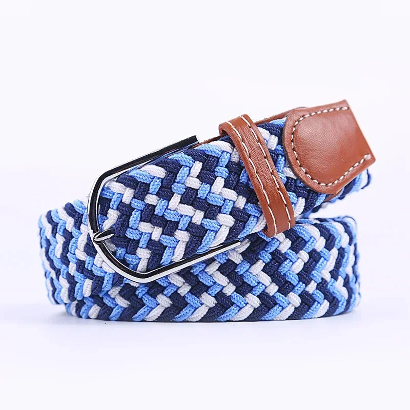107/120/130cm UNISEX Casual Knitted Pin Buckle Women Belt Woven Canvas Elastic Expandable Braided Stretch Jeans Belts for Men - Live Store 4U