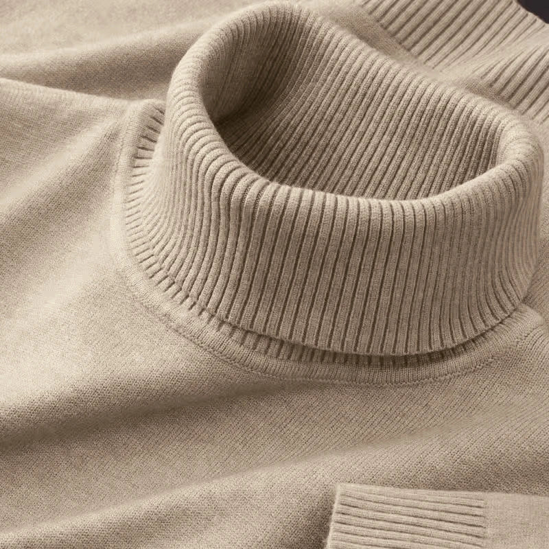 New Mens Knitted Sweaters Solid Color Turtleneck Breathable Pullovers Warm Outdoor Basic Streetwear autumn Business Tops - Live Store 4U