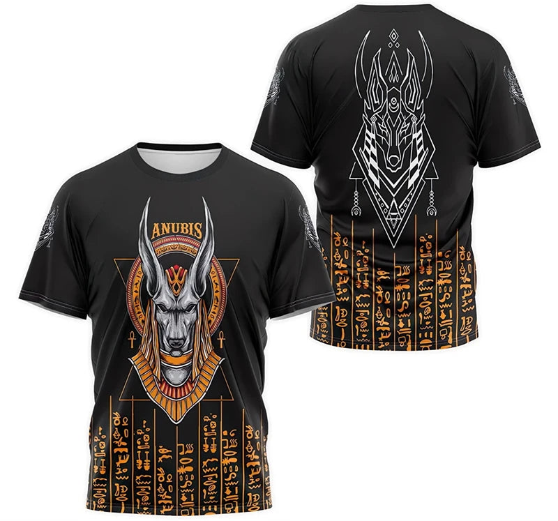 Ancient Egypt Pharaoh Anubis Pattern 3D Print T-Shirts Men Women Short Sleeve T Shirt Unisex Harajuku Y2k Tees Tops Kids Clothes