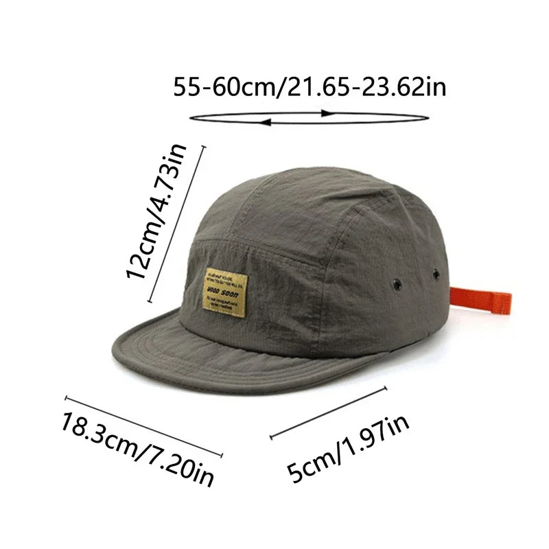 Fashion 5 Panel Baseball Cap Snapback Caps Quick-drying Flat-brimmed Hat for Men Women Adjustable Summer Casual Sunscreen Hats