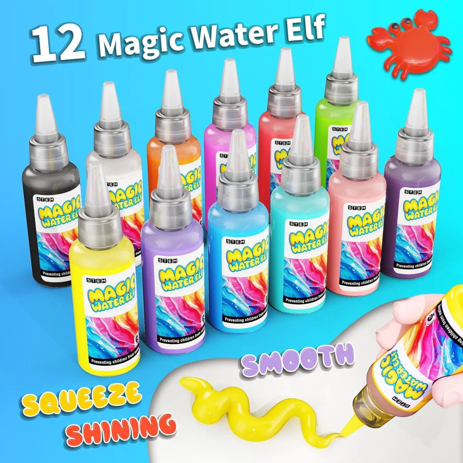 Abifny Magic Water Toy Elf Kit, Aqua Water Fairy Gel 12 Magic Gels Kit 12 Molds Creative Water Pets Squishy Toy DIY STEM for Kid