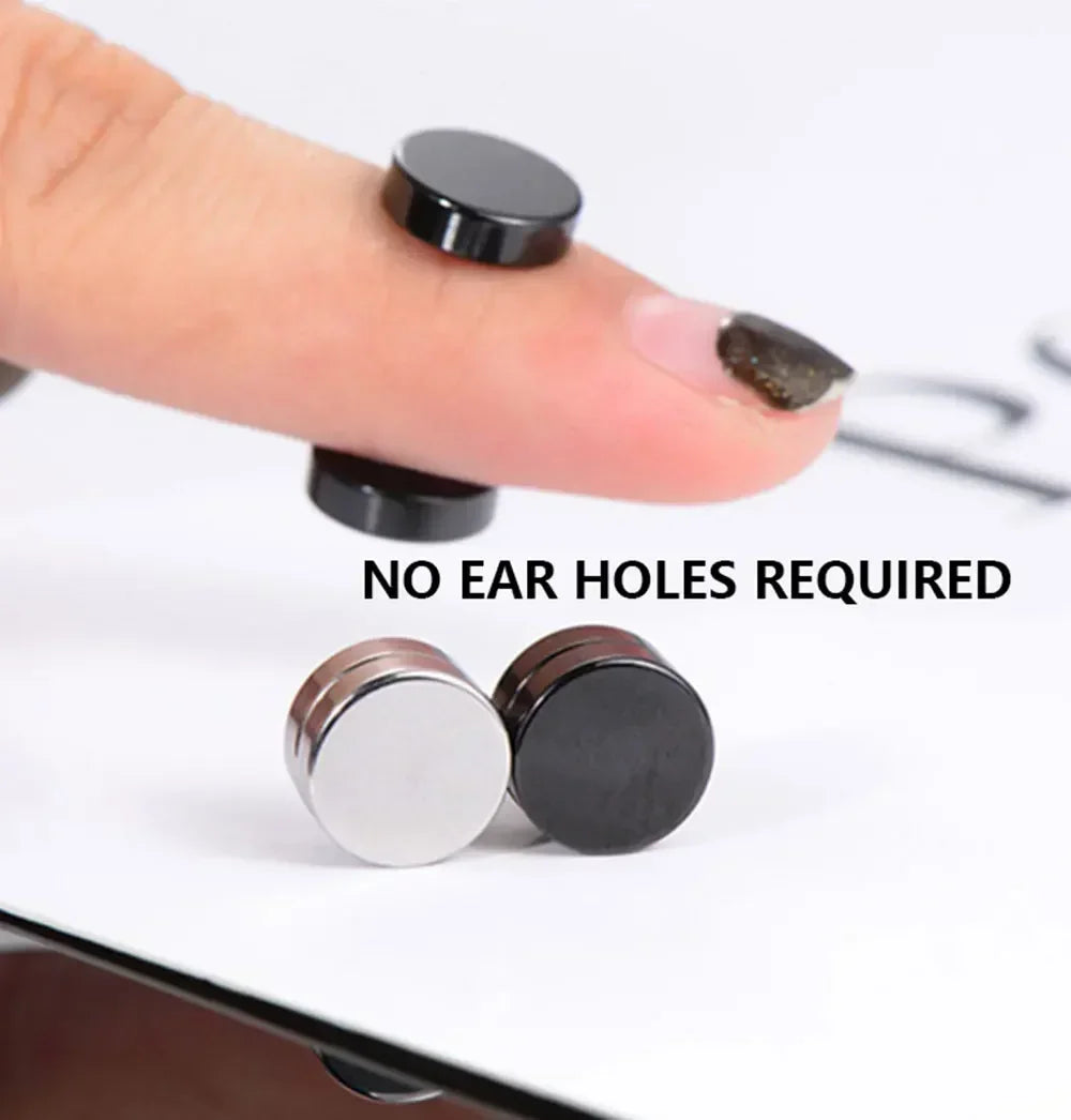 1/3Pairs 6MM Crystal Magnetic No-Pierce Stainless Steel Stud Earrings for Men Punk Zircon Magnet Earrings Non Piercing Jewelry - Live Store 4U