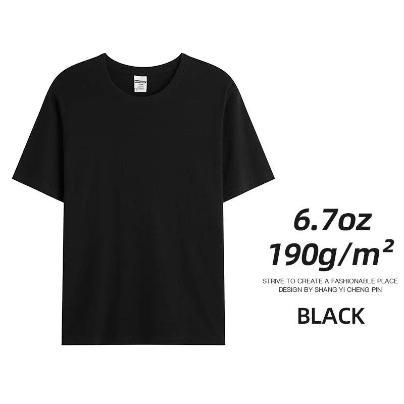 6.7oz 190gsm Combed Cotton Tees Tshirts Mens Solid Tops Woman Male Custom Team Uniform Class Clothes Summer Brand Customization - Live Store 4U
