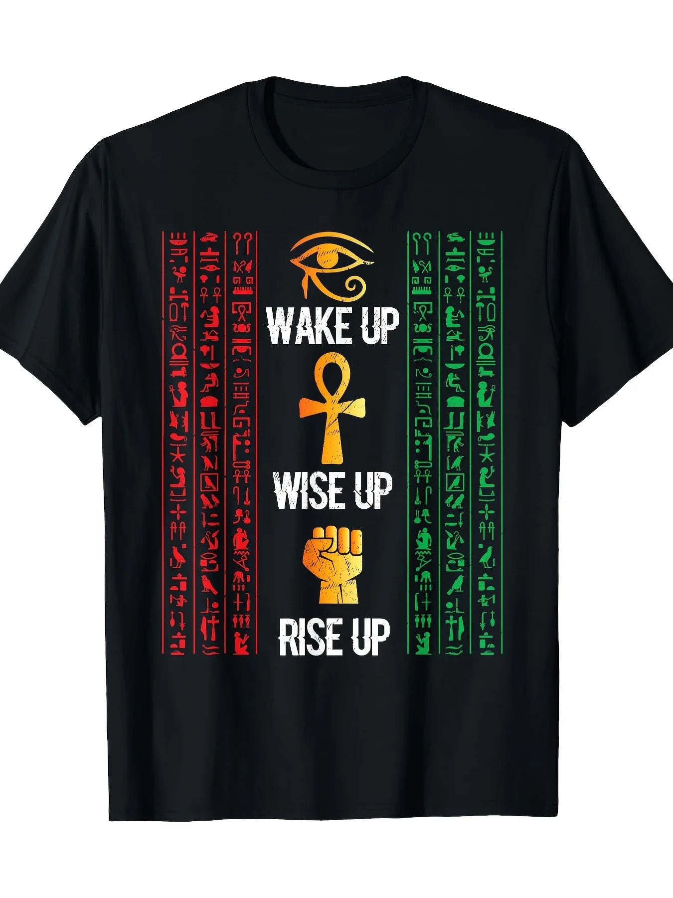 Scary Egyptian Black Egypt Hyerogliphs Ankh Eye Of Horus T-Shirt 100 Cotton 200g Fashion Tshirt Round Neck Short Sleeve