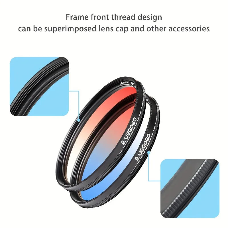 UEGOGO Lens Filter Waterproof Gradual Color Lens Filter Graduated Gray for Canon Sony Camera Lens 52 55 58 62 67 72 77 82mm Size