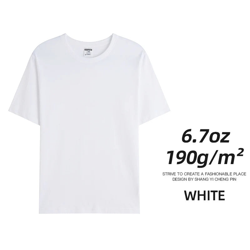 6.7oz 190gsm Combed Cotton Tees Tshirts Mens Solid Tops Woman Male Custom Team Uniform Class Clothes Summer Brand Customization - Live Store 4U