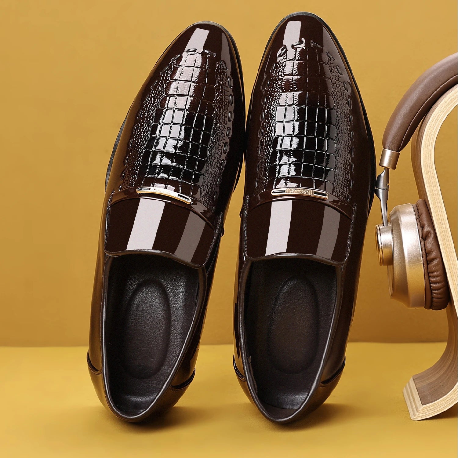 men's dress shoes elegant animal texture wedding office party summer slip-on commuting classic men's formal shoes
