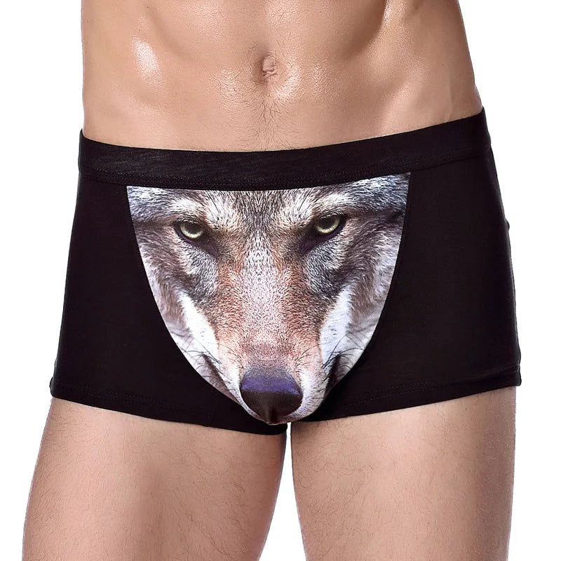 Boxer Men Underpants Modal Men's Wolf Eagle Panties Cartoon Animal Funny Hombre U Pouch Bulge Underwear Men Lingerie Gift