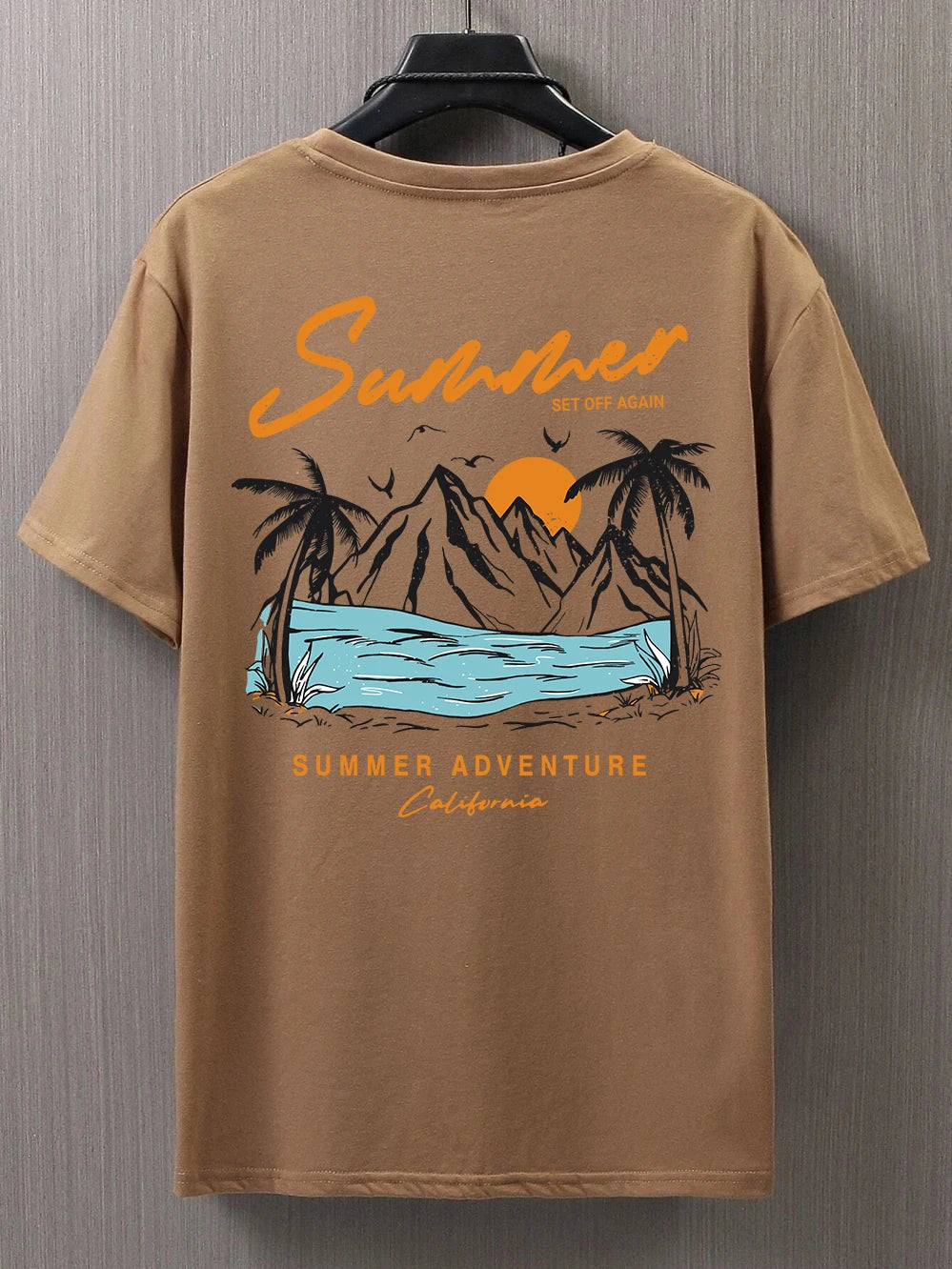 Summer Set Off Again Adventure California Mens T-Shirt Cotton Loose Tee Clothing Fashion Sweat Clothes Oversized Summer Tops - Live Store 4U