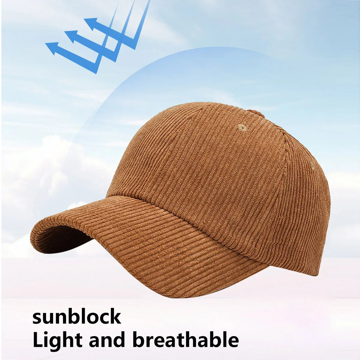 Fashion Suede Baseball Cap Men and Women Autumn and Winter Solid Retro Corduroy Hat Hip Hop Hat Unisex Street Adjustable Sun Hat