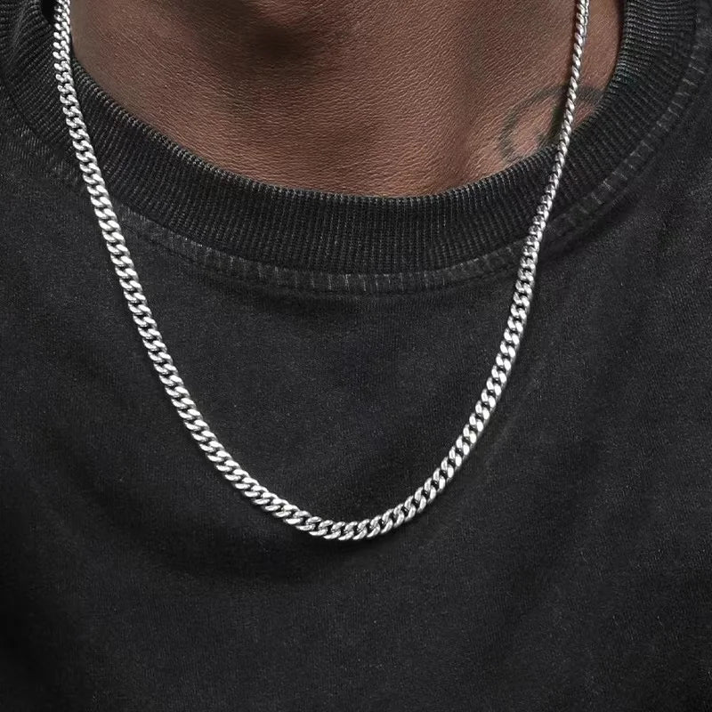 Hip Hop Cuban Chain Necklace Rock Stainless Steel Basic Chain Men Necklace Simple Necklace For Women Fashion Party Jewelry - Live Store 4U