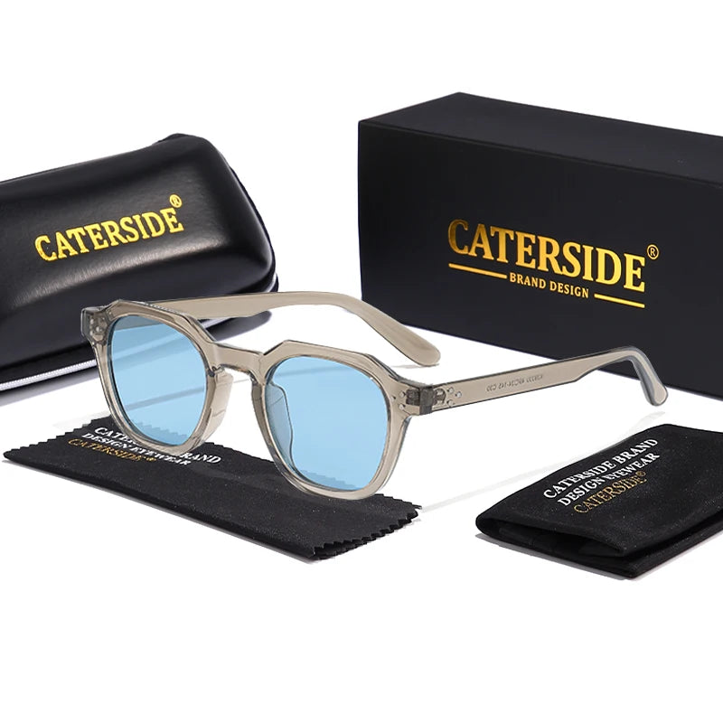 CATERSIDE Retro Polarized Sunglasses Men Ultralight TR90 Frame Polygon Women Sun Glasses Outdoor High Quality Travel  Eyewear