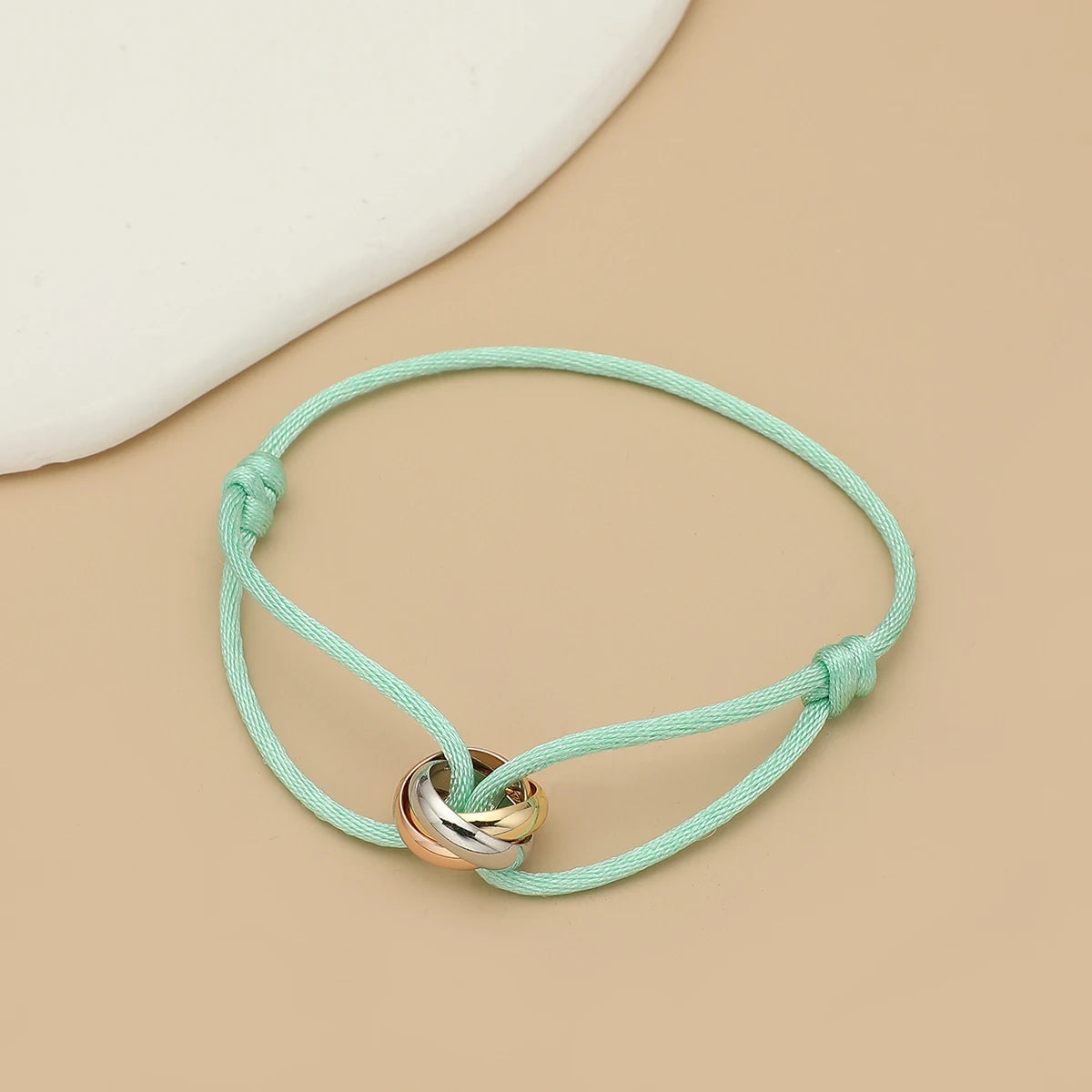 Simple Fashion Unisex Bracelet 3 Metal Round Circle Accessory Adjustable Men's Rope Bracelet for Women Jewelry Gifts - Live Store 4U